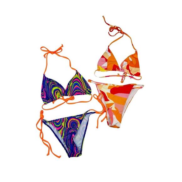 Shein - Bundle of Two Bikini Sets in Blue and Orange - Picture 1 of 2